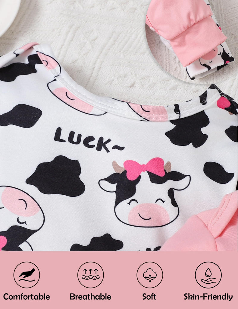Baby Girl Clothes Onesies Fall Winter Old Outfits Infant Bodysuit Letter Cow Girls Leopard Print