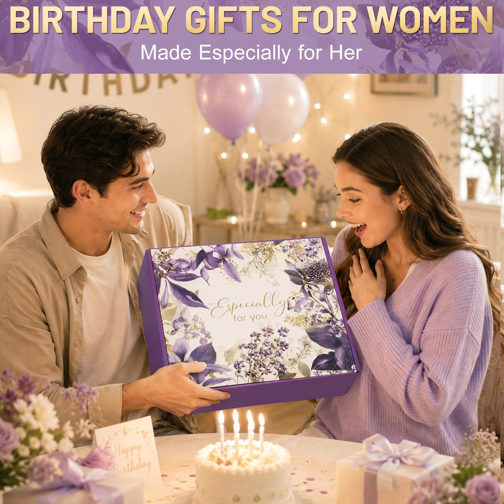 Birthday Gifts for Women, 12-Piece Christmas Gift Basket with 40oz Tumbler & Soft Blanket, Luxury Spa Gift Set for