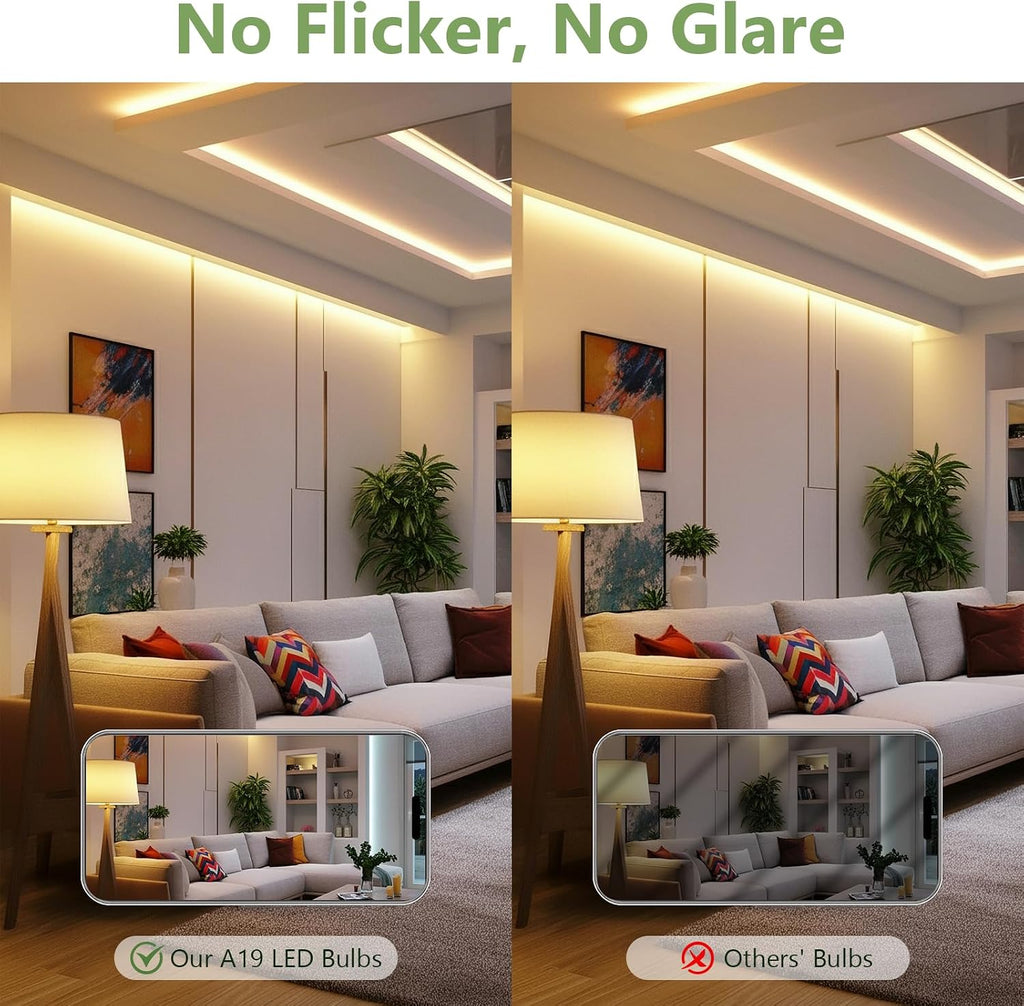 A19 LED Light Bulbs Dimmable,60W Equivalent 750 Lumens, 2700K Soft White, E26 Base, 15,000-Hour Lifespan, 8W Energy