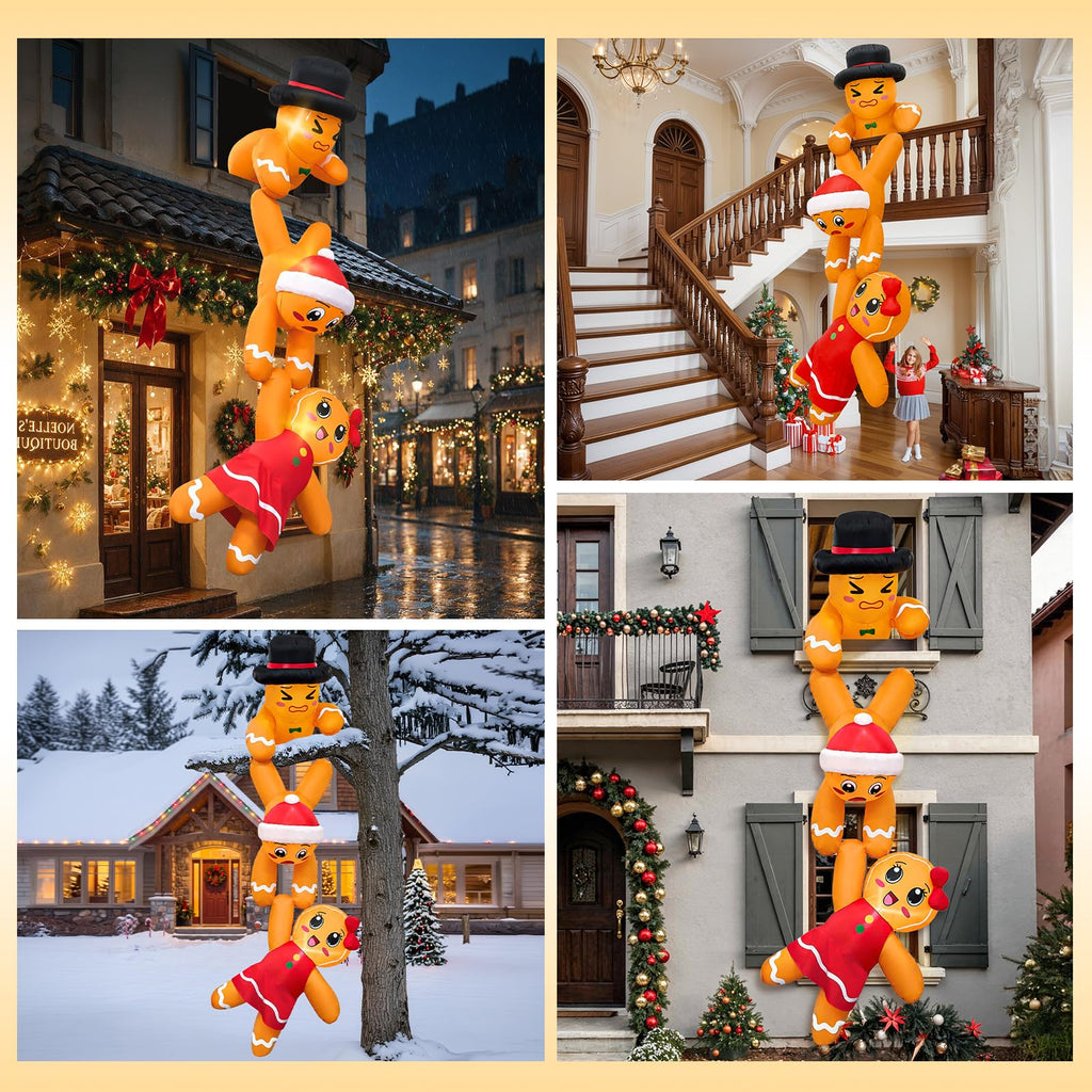 12 FT Giant Gingerbread Inflatable Christmas Decorations Outdoor