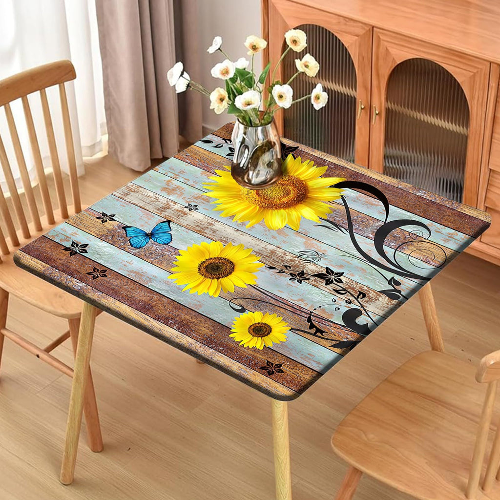 Square Fitted Tablecloth with Elastic Outdoor Table Cover Square Elastic Tablecloths for Tables Waterproof Wipeable