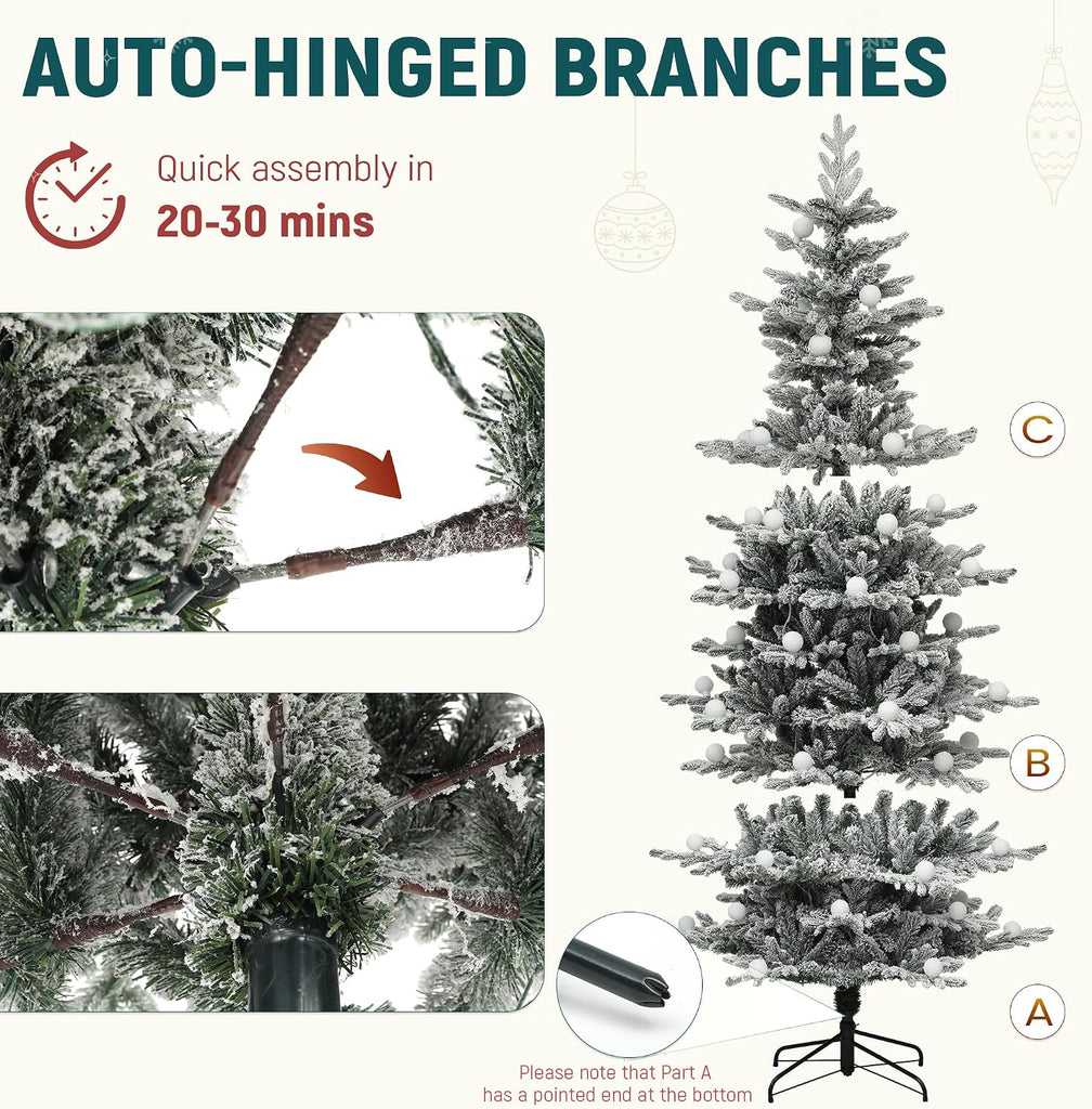 Prelit Flocked Aspen Fir Layered Christmas Tree with Remote