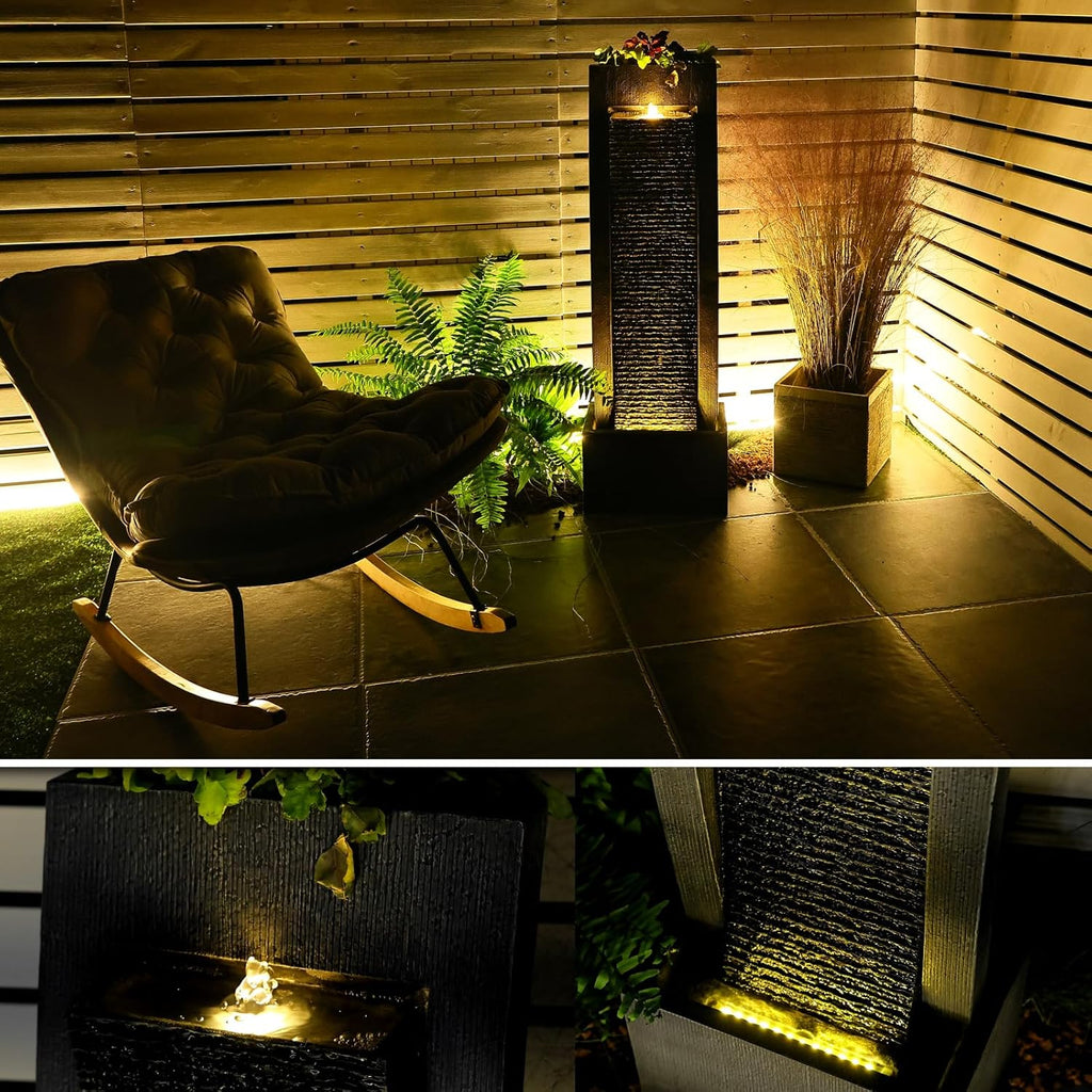 Garden Water Fountain - Outdoor Freestanding Fountains Modern Curves Indoor Waterfall Floor Standing Water Fountains