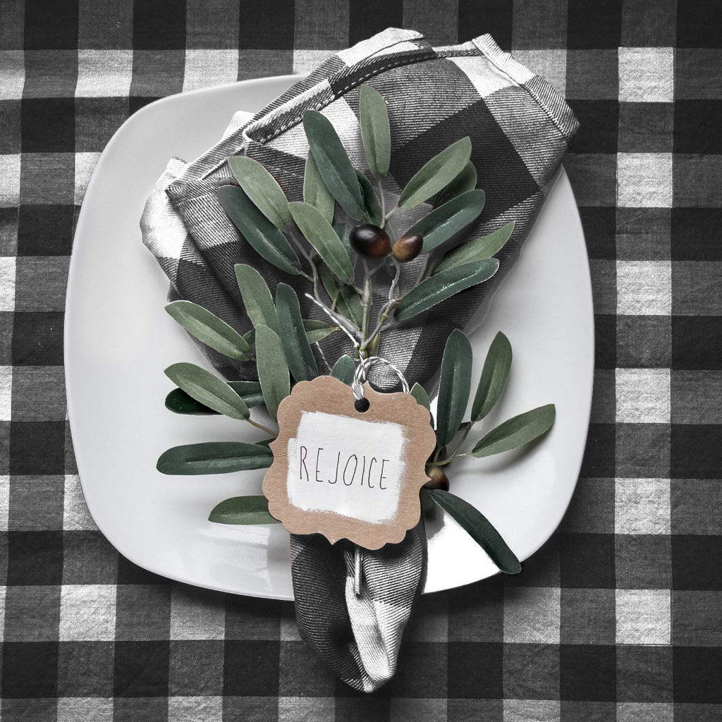Buffalo Plaid Fabric 56x36 in Cotton Christmas Decoration, White-Black
