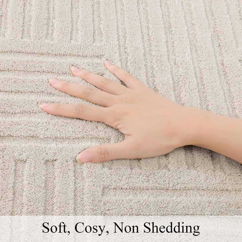 Soft Cozy Fluffy Arch Pattern High Low Pile Area Rugs Non Slip Washable Scandinavian Minimalist Rug Modern
