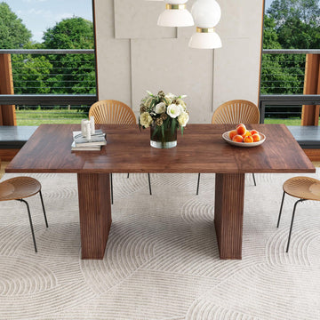 78 Inch Dining Table for 6 8 10, Modern Farmhouse Rectangular Kitchen Table, Long Dining Room Tables with Wood Strip