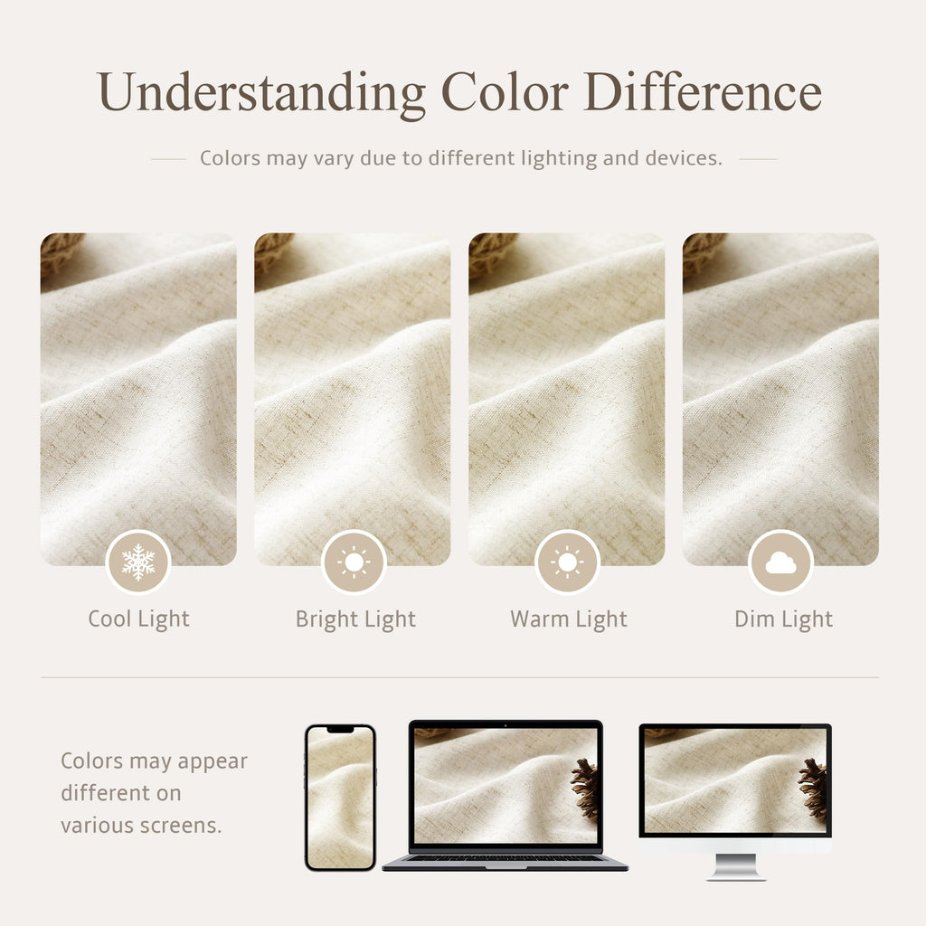 Natural Linen Fabric Shower Curtains, 72x72