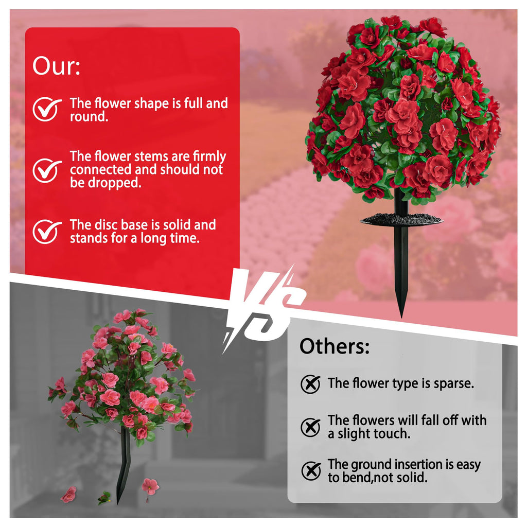 Artificial Topiary for Outdoors, UV Resistant Artificial Outdoor Shrubs Red