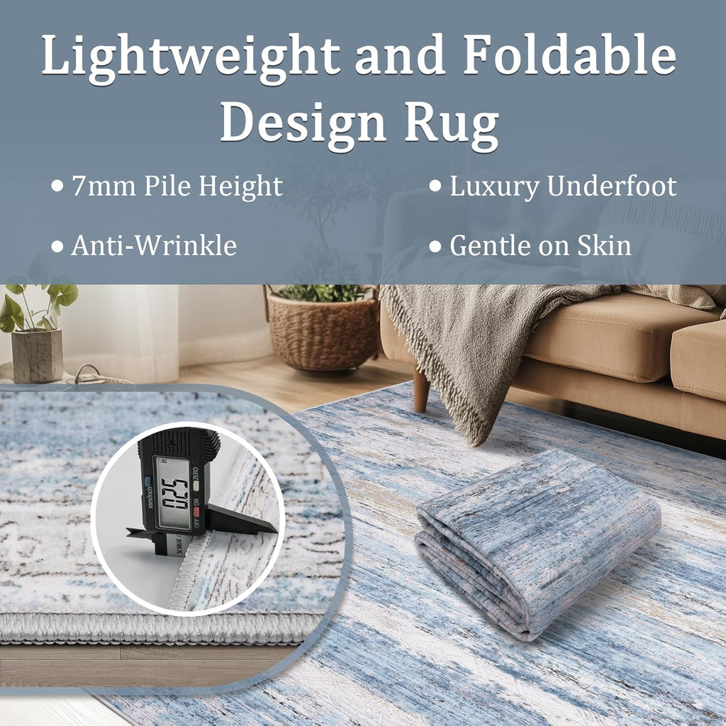 8x10 Area Rug Living Room Rugs - Washable Rug Large Modern Abstract Soft Thin Carpets Indoor Floor No Slip Vintage