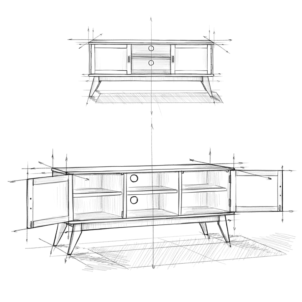 Draper 60" Wide Solid Wood TV Stand in Teak Brown