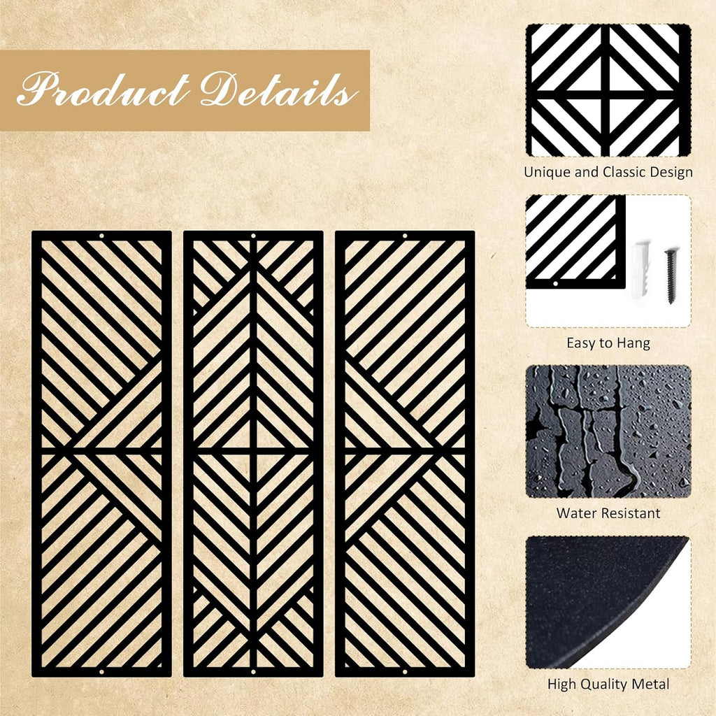 Geometric Home Metal Wall Decor, Minimalist Modern Wall Art - Set of 3