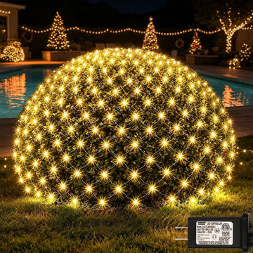 300LED Net Lights, 14.8ft x 5ft Connectable Christmas Net Lights 8 Modes, Waterproof Mesh Lights Plug in for Bushes