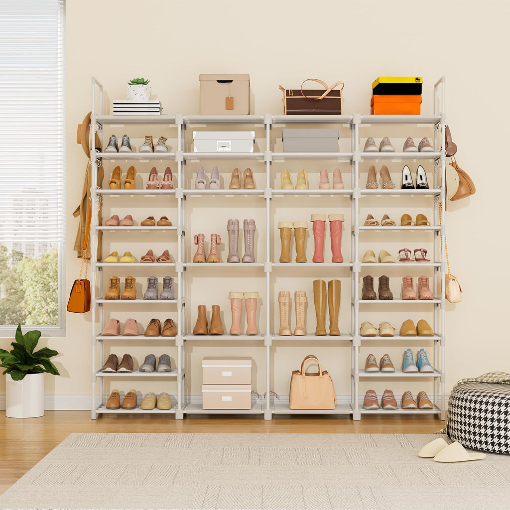 Large Shoe Rack Organizer Closet 64-68 Pairs 9-Tier Heavy Duty Tall Garage Shoe Rack Shoe Shelf Shoes Storage with 18