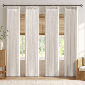4 Panels Set Pinch Pleated Linen Curtains 112 Inches Length for Living Room Bedroom, Extra Long Pinch Pleat Drapes