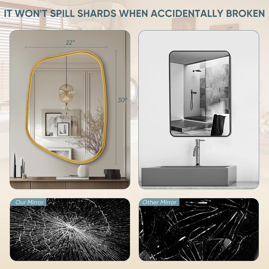 Irregular Wall Mirror 22"x30" Bathroom Mirrors Asymmetrical Artistic Decorative Bedroom Bathroom Hallway Entryway