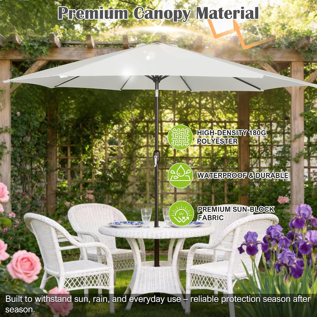 10FT Outdoor Patio Umbrella, Outdoor Table Umbrella, Yard Umbrella, Market Umbrella with 8 Sturdy Ribs