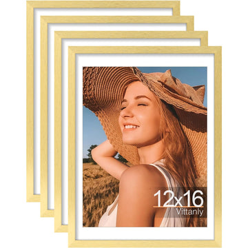 12x16 Picture Frames Set of 4, for Wall Mounting, Gold