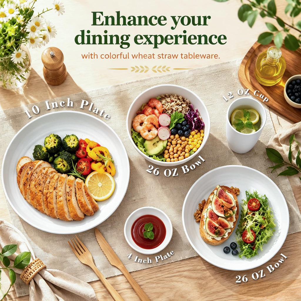 Modern Plates and Bowls Sets for 8, White Dinnerware Sets 40PCS Dishes