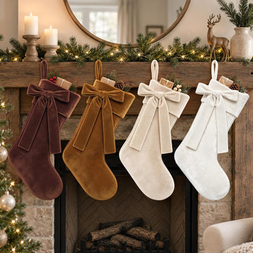 4 Pack 18 in Christmas Velvet Hanging Stocking Xmas Home Decoration