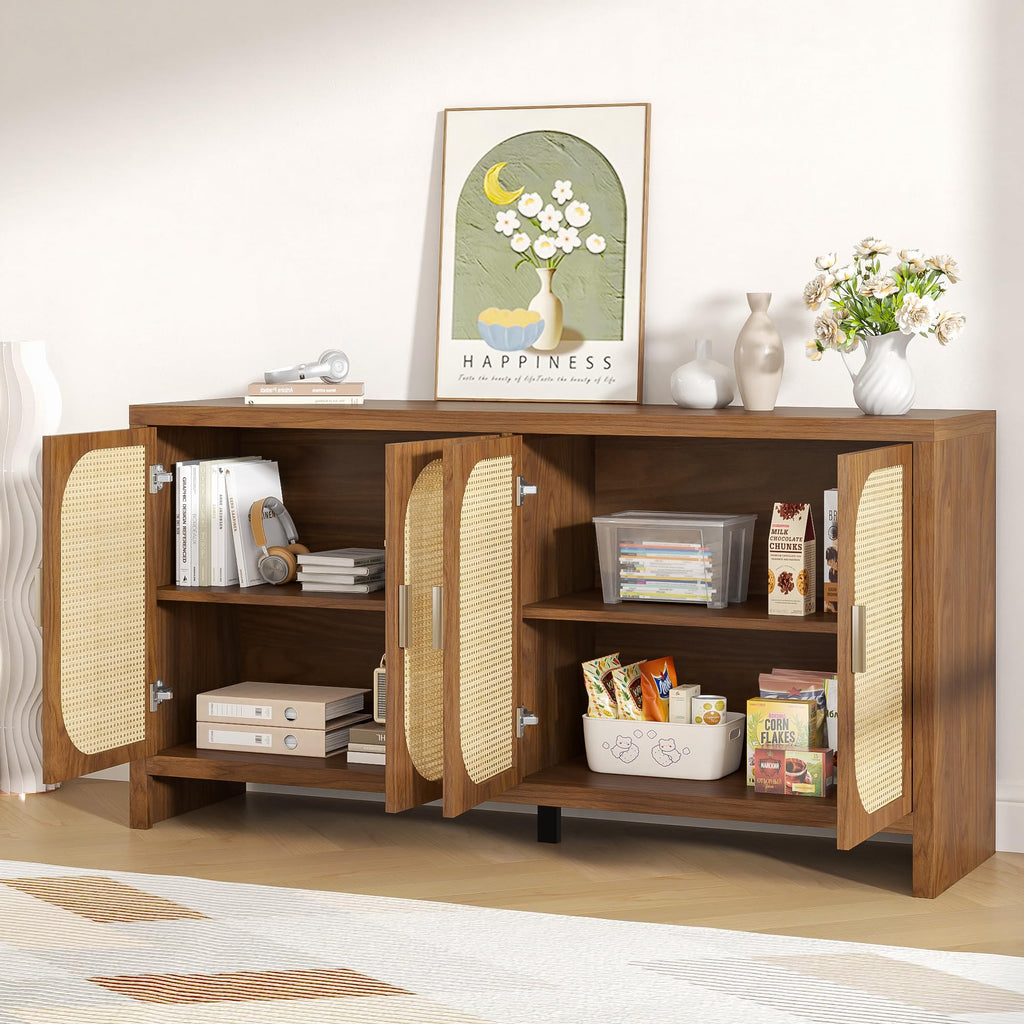 Rattan with Storage, Wooden Cabinet