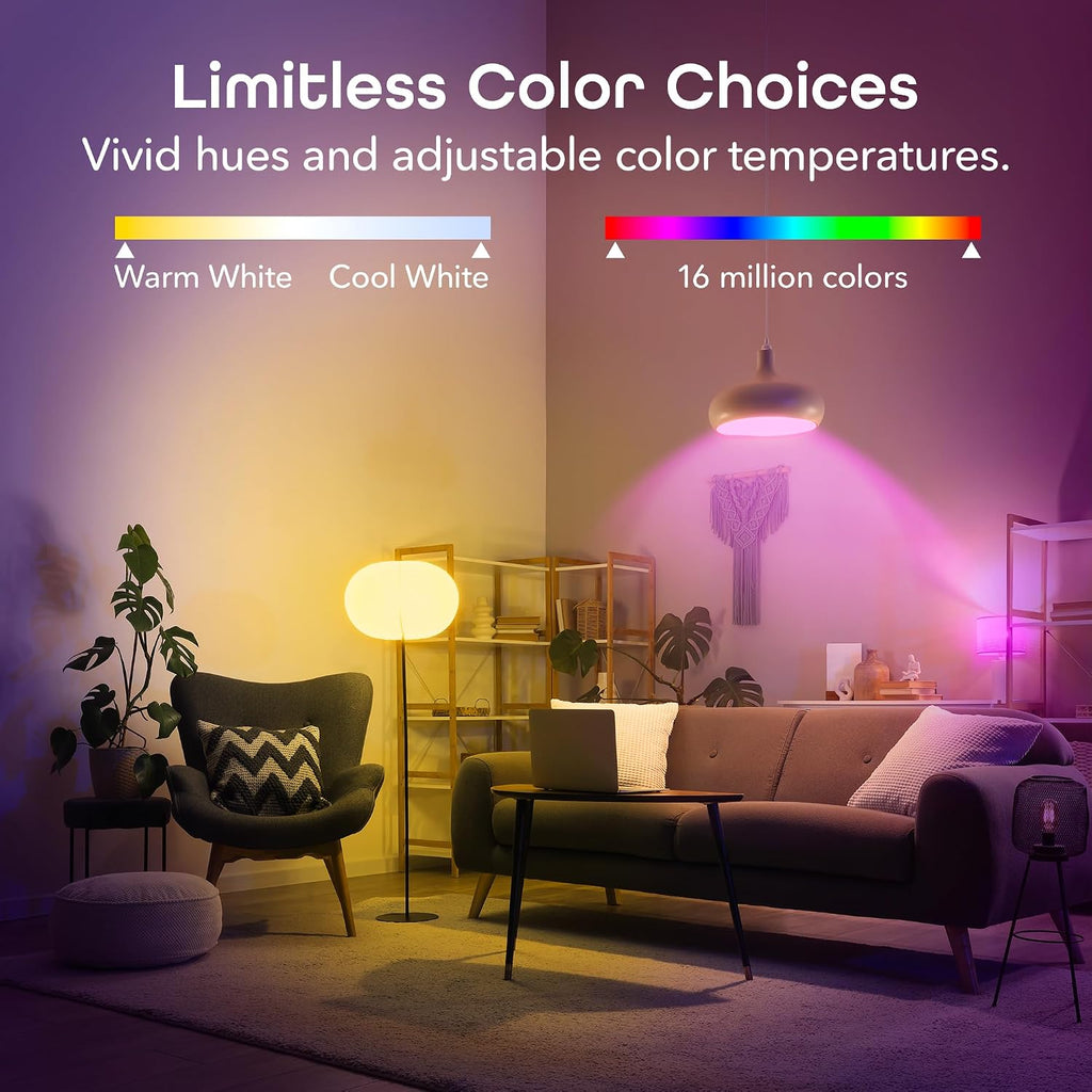 Prisma 800-Lumen Dimmable Smart Bulbs with 2.4 GHz Wi-Fi, 2-Pack