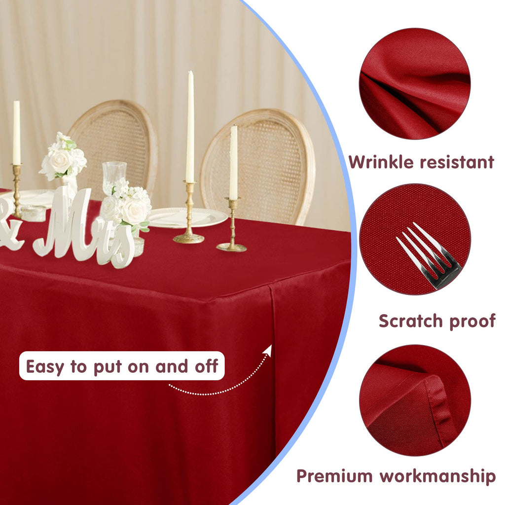 2-Pack Red Fitted Tablecloths for 6ft Tables Christmas Decor