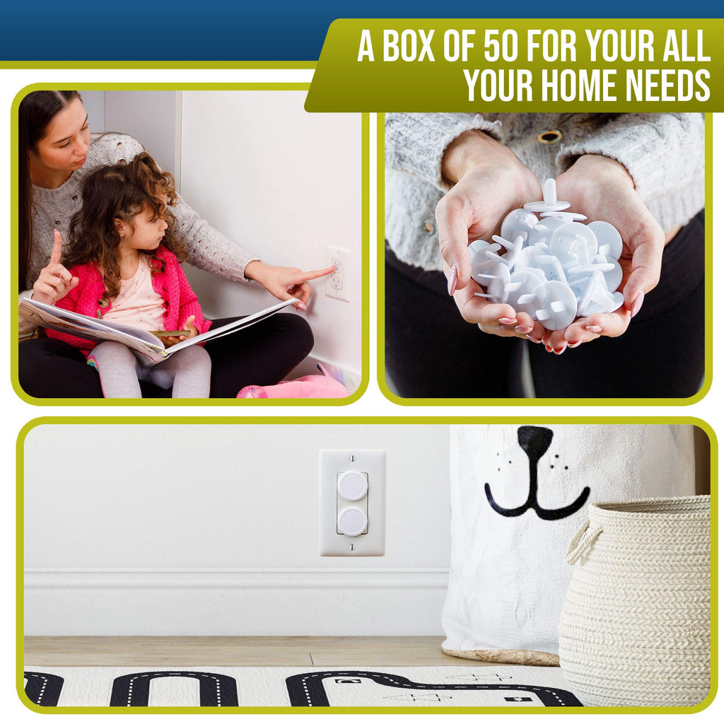 Outlet Covers Baby Proofing (50 Pack) Safe & Secure Electric Plug Protectors | Sturdy Childproof Socket Covers | Easy