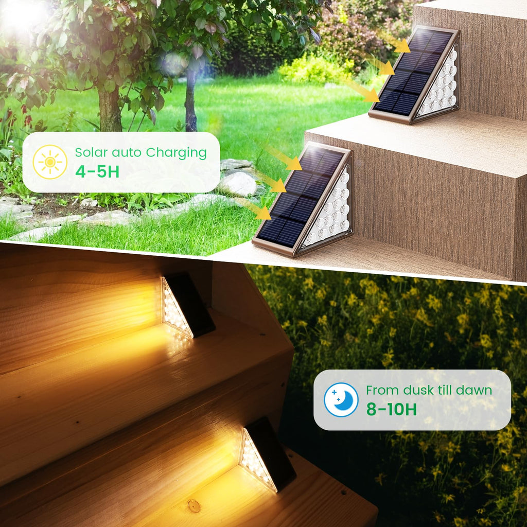 Solar Step Lights for Outside, 6pack Solar Stair Lights Outdoor Waterproof IP67, Outdoor Deck Step Light LED for