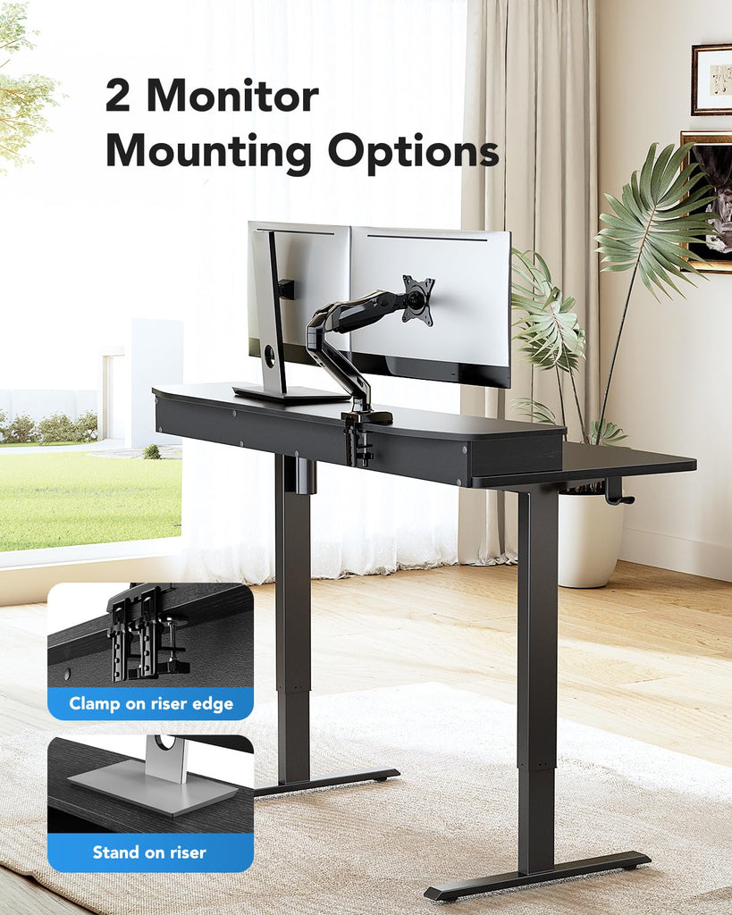 48′′ x 28′′ Electric Standing Desk with 2 Drawers, C-Clamp Mount Compatible, Height Adjustable Computer Desk, Home