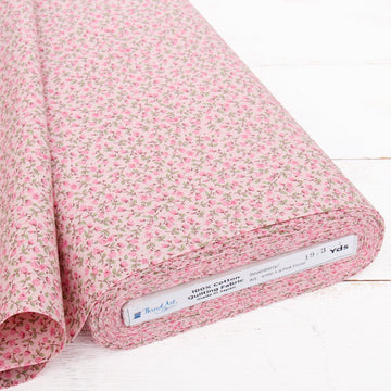Sevenberry Pink Rosebud Cotton Quilting Fabric - 10 Yard Cut