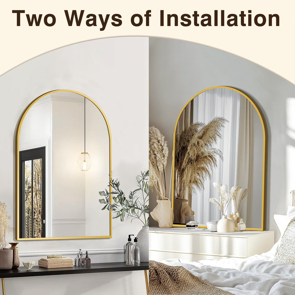 24" x 36" Arched Bathroom Vanity Mirror for Over Sink, Gold