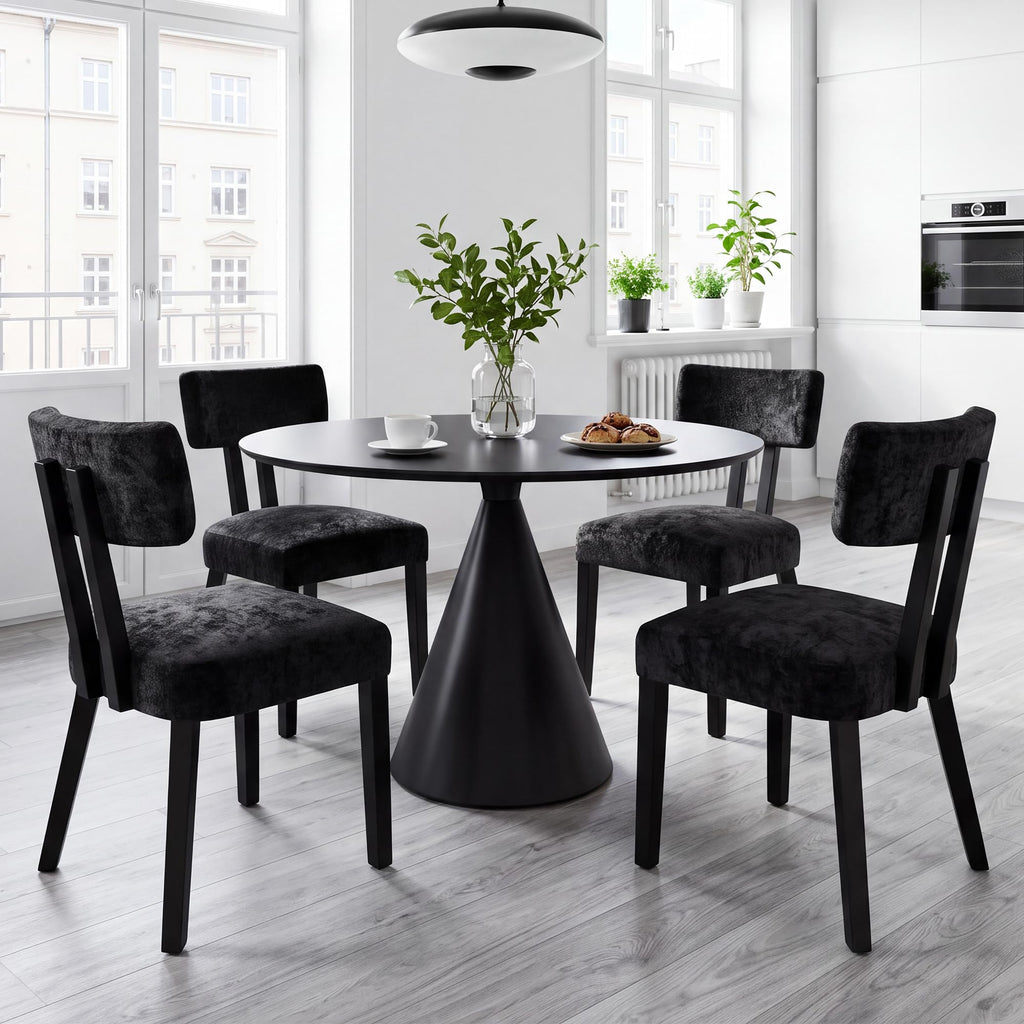 Dining Chairs Set of 4, Silky Velvet Dining Room Chairs, Charcoal Black