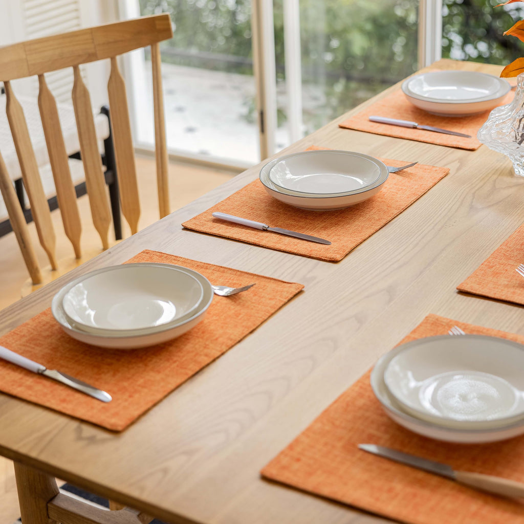 Orange Placemats Set of 6 Fall Linen Place Mats Modern Washable Table Plate Mats for Dinner Banquet Buffet Restaurant