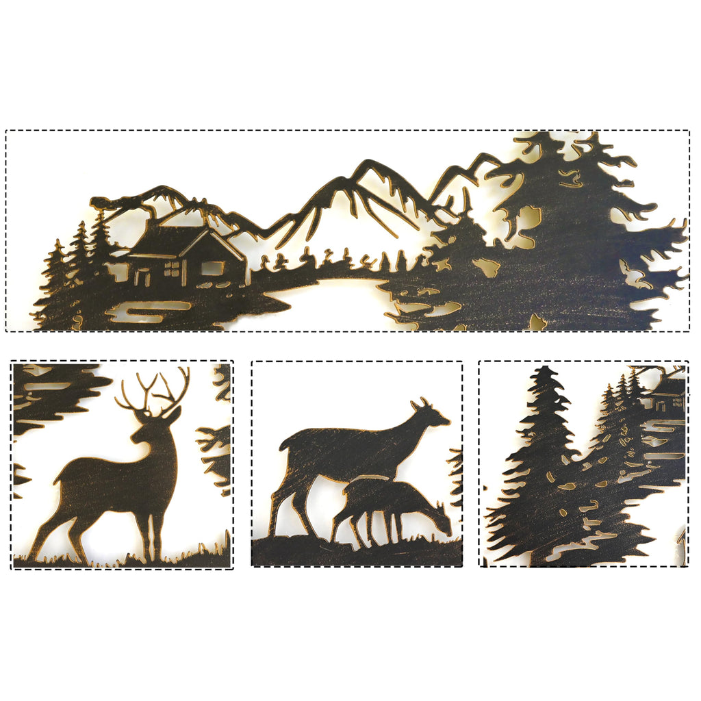 Cabin Decor Metal Deer Wall Art Rustic Wall Decor Hanging Living Room Bedroom Indoor Outdoor 22x13 Inches