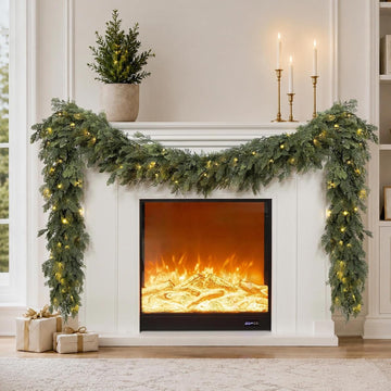 Pre-Lit Christmas Garland 9FT Decorations Real Touch Cedar Cypress Pine Greenery Artificial Green Christmas Garland