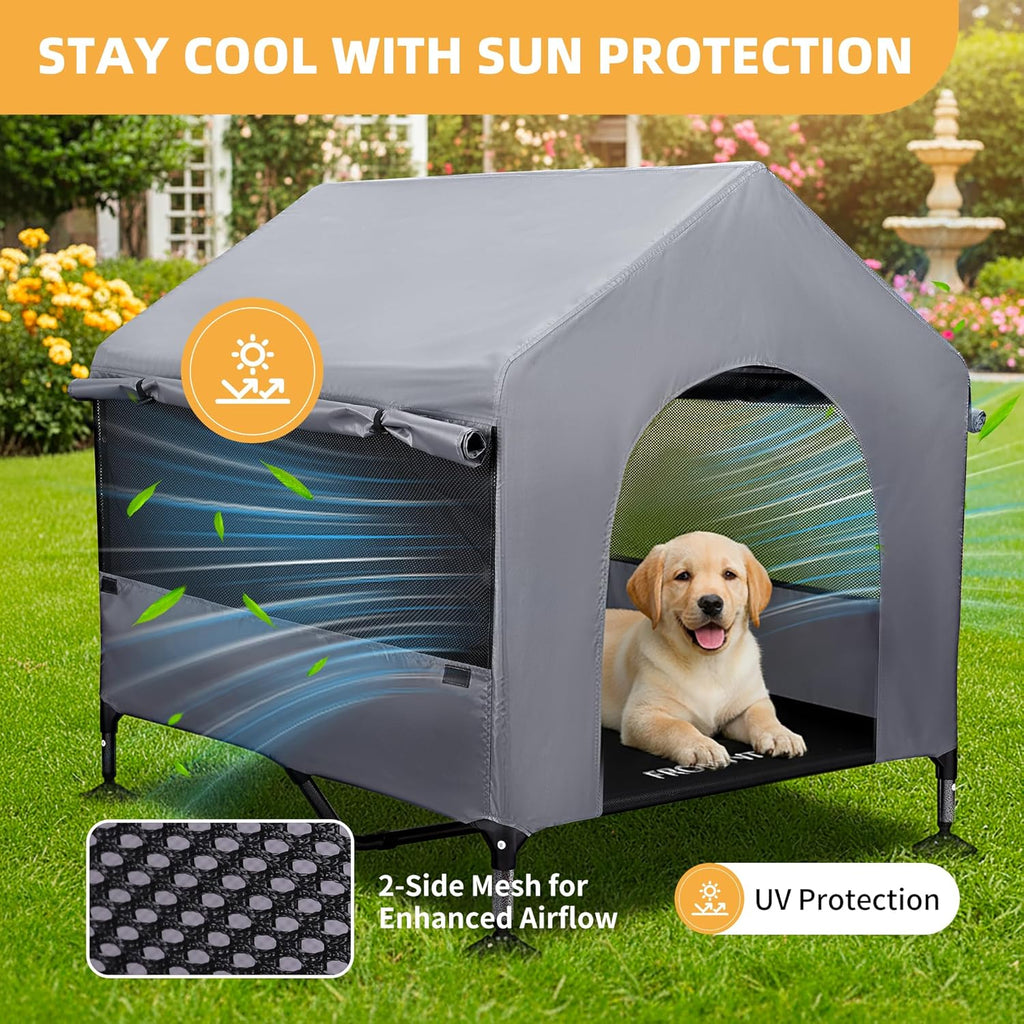 Dog House, 42" Large Dog House Outdoor Indoor Elevated Dog Cot Bed