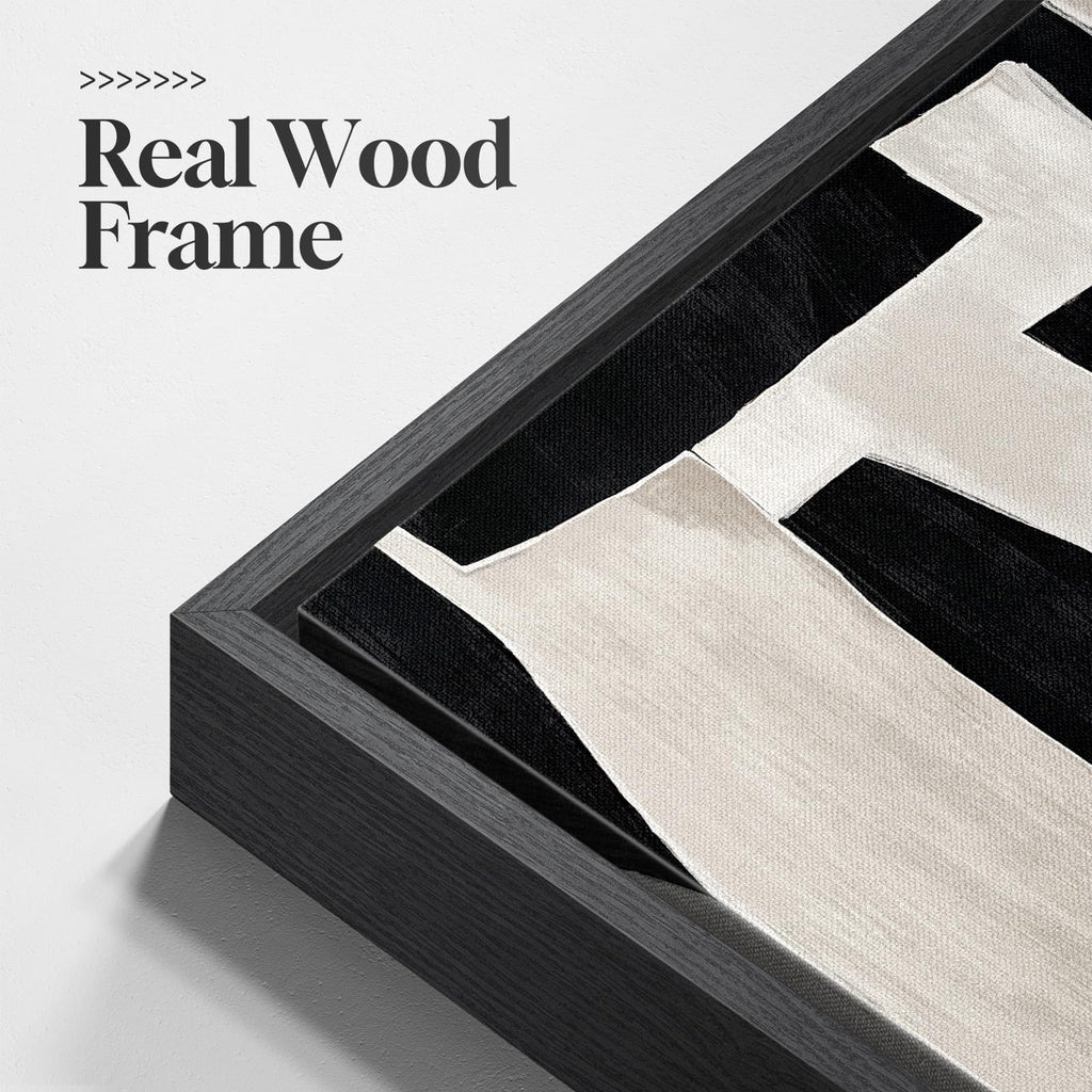 Extra Large Framed Black White Abstract Wall Art, 40x60 In
