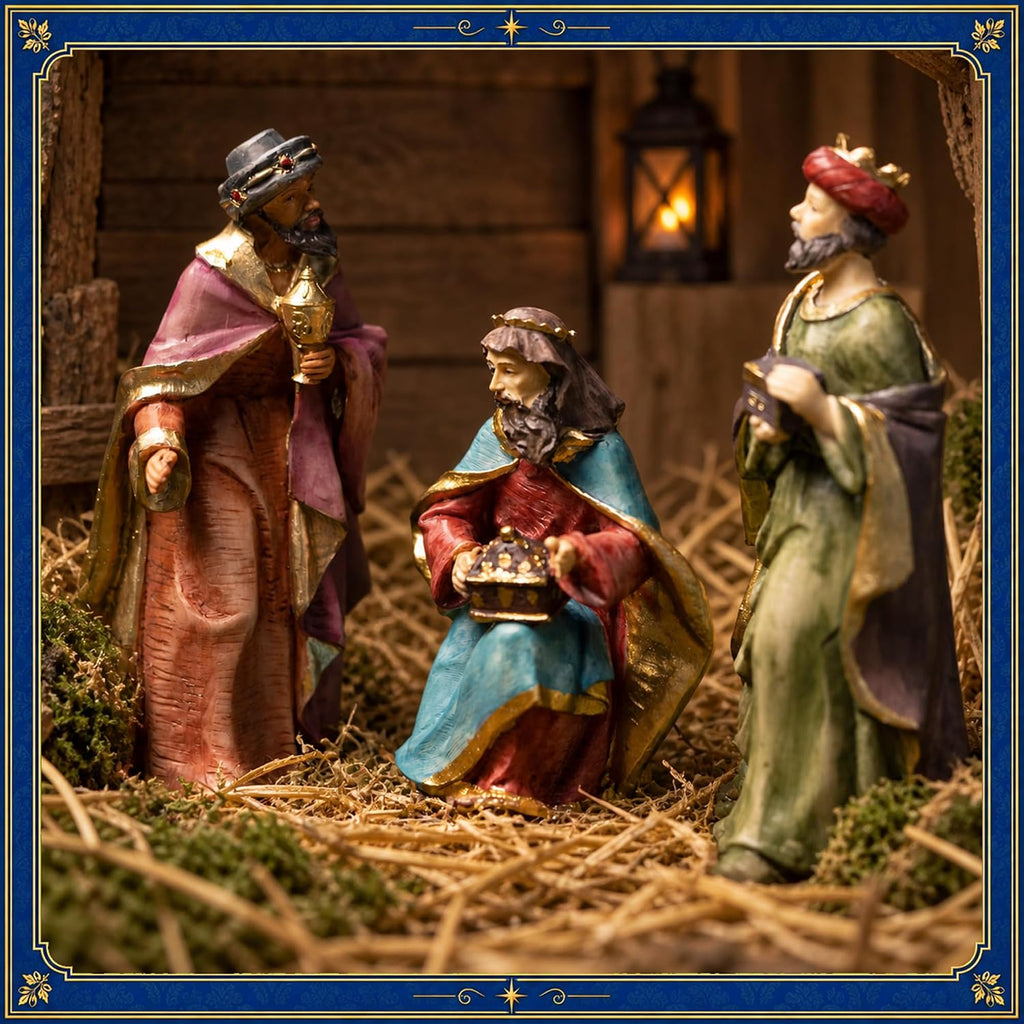 Nativity Set Indoor Christmas Decor,13PCS 6.7" Tall Realistic Figurines