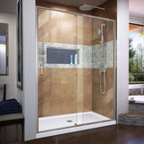 Flex 56-60 in. W x 72 in. H Semi-Frameless Pivot Shower Door in Brushed Nickel, SHDR-2260720-04