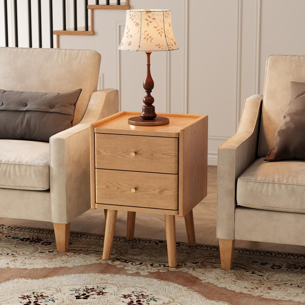 Solid Wood Nightstand, 23.6" H Mid Century Modern Nightstand