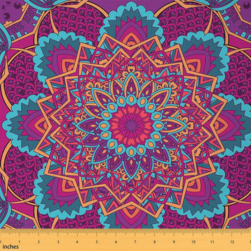 Watercolor Mandala Flower Waterproof Fabric Ethnic Bohemian Style Geometric Home DIY Fabric by The Yard Retro