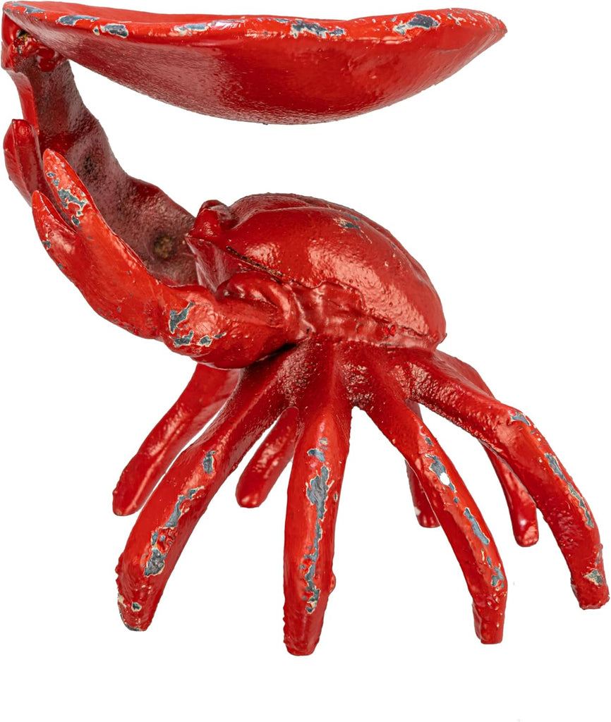 Distressed Red Decorative Cast Iron Crab Shaped Dish