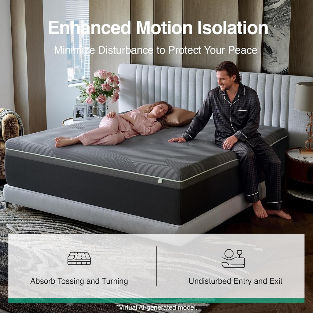 Queen Size Mattress 12 Inch, Gel Memory Foam Mattress Queen | with AiryFlow Cooling System for Cool Night, Pressure