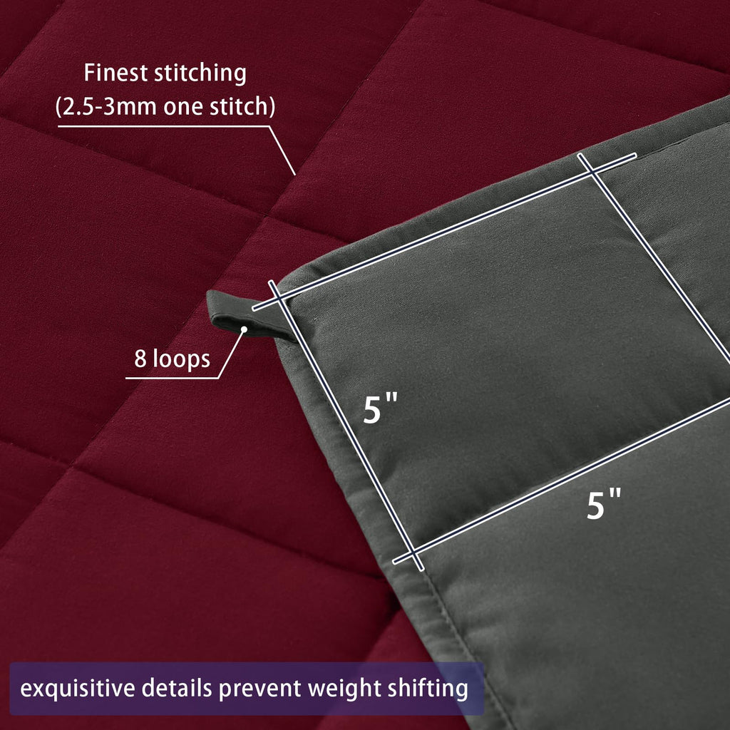Weighted Throw Blanket for Adults 25lbs Queen, 60" x 80", Red Grey