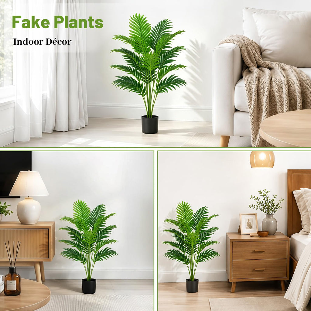 28" Artificial Palm Tree, Tall Fake Plant, Faux Tropical Areca Tree