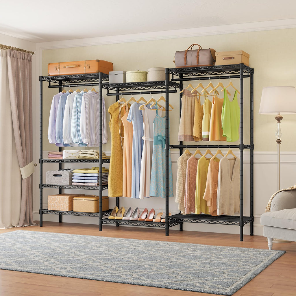 V5 Plus Heavy Duty Clothes Rack, Large Modular Closet System, Black
