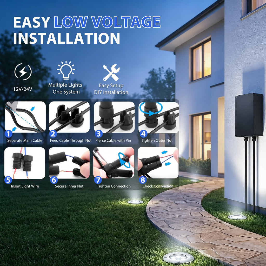 6 Pack Low Voltage Landscape Lights, 6000K LED Well Lights