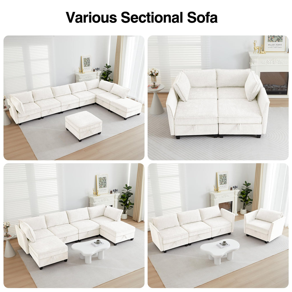 Oversize Corner Modular Sectional Sofa Set, Convertible L Shaped Couch with Storage, 8 Seater Sofa Modular with
