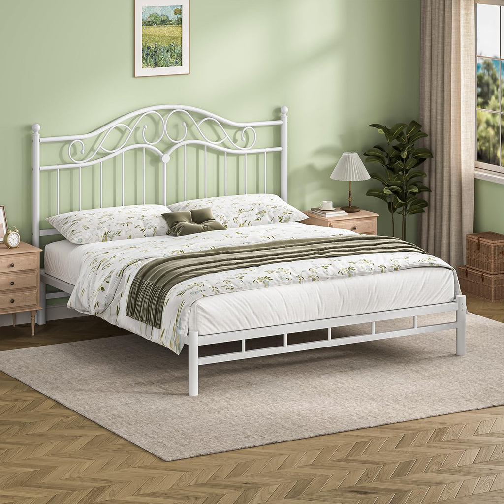 Headboard Only, Vintage Metal Headboard for Bed White