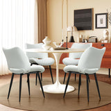 Modern Upholstered Dining Chairs Set of 2 Accent Dinner Chair with Pu Faux Leather and Middle Curved Back for Kitchen